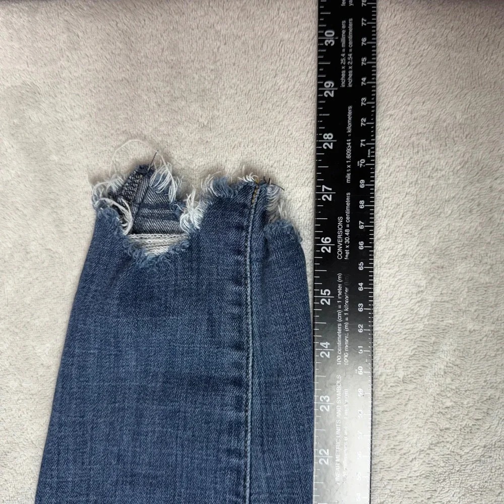 Lucky Brand Skinny Jeans Medium Wash Raw Frayed Step Hem Blue Womens Size 0/25